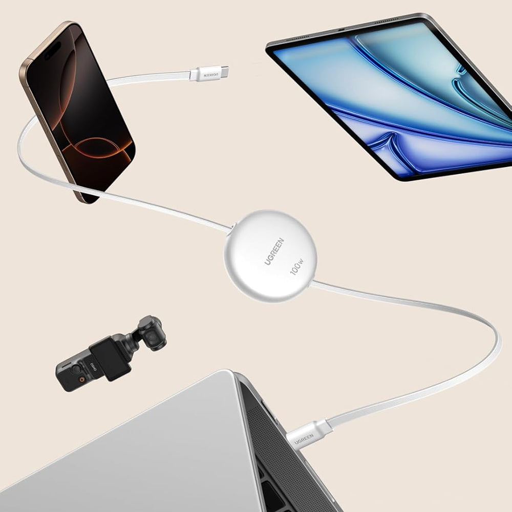 Cabo de Dados e Carregamento USB-C - USB-C UGREEN L531, 100W, 1m, Branco