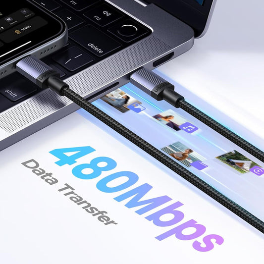 Cabo de Dados e Carregamento USB-C - USB-C UGREEN L532, 240W, 0.5m, Cinzento