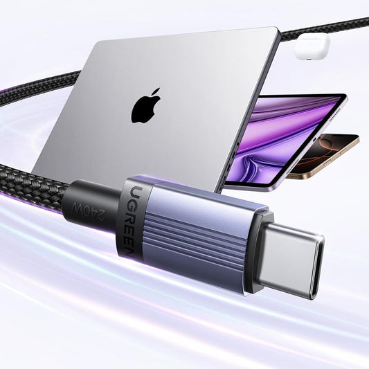 Cabo de Dados e Carregamento USB-C - USB-C UGREEN L532, 240W, 1m, Cinza