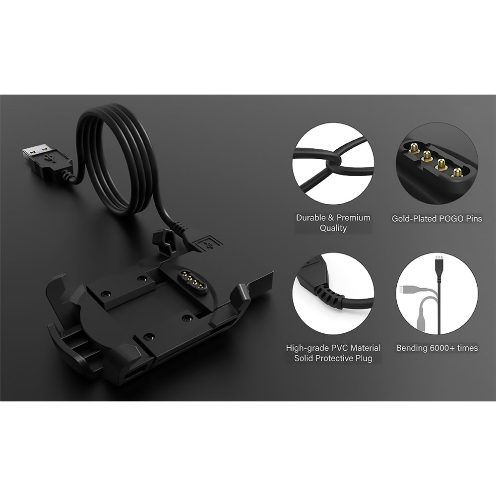 Cabo de Carregamento Techsuit TGC5 para Garmin Fenix 3 Sapphire / 3 HR / 3, USB-A, Preto