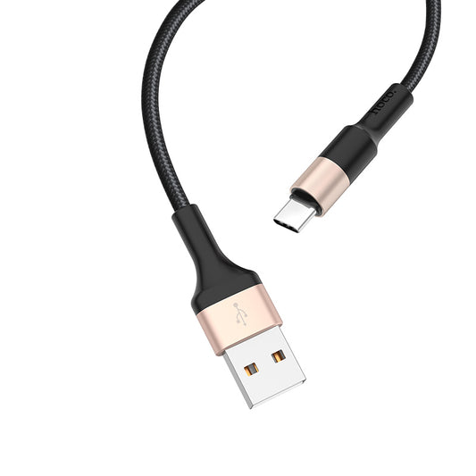 Cabo de Dados e Carregamento USB-A - USB-C HOCO X26 Xpress, 18W, 1m, Dourado