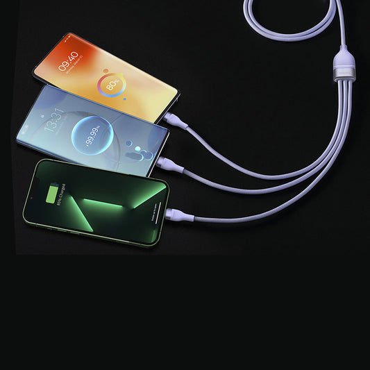 Cabo de Carregamento USB-A - Lightning / microUSB / USB-C Baseus Flash Series II 3in1, 66W, 1.2m, Roxo CASS040005