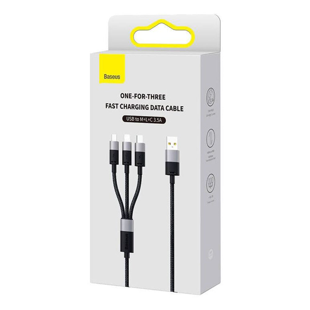 Cabo de Carregamento USB-A - Lightning / microUSB / USB-C Baseus StarSpeed 3in1, 100W, 1.5m, Preto P10319900111-01