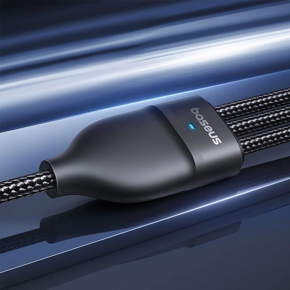 Cabo de Carregamento USB-A / USB-C - Lightning / 2 x USB-C Baseus Flash Series III 3in1, 100W, 1.5m, Preto P10377800U01-00