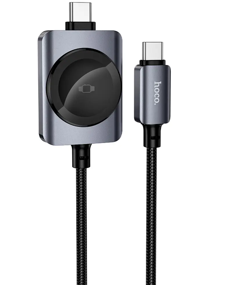 Cabo de Carregamento USB-C - USB-C HOCO CW66 2em1, 100W, 1,2m, Preto