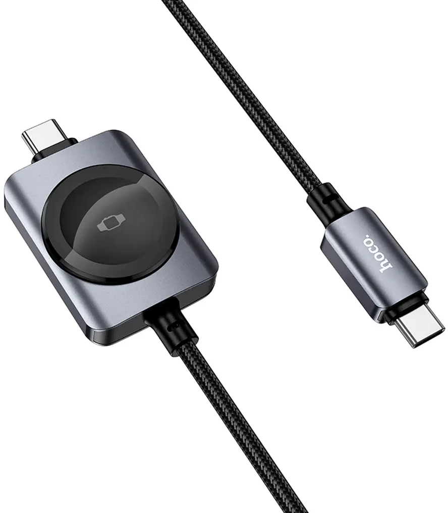 Cabo de Carregamento USB-C - USB-C HOCO CW66 2em1, 100W, 1,2m, Preto