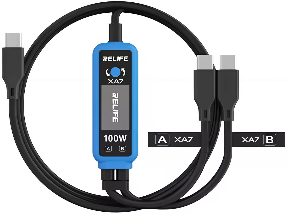 USB-C Charging Cable - 2 x USB-C Relife XA7 Display, 100W, 1.33m, Black