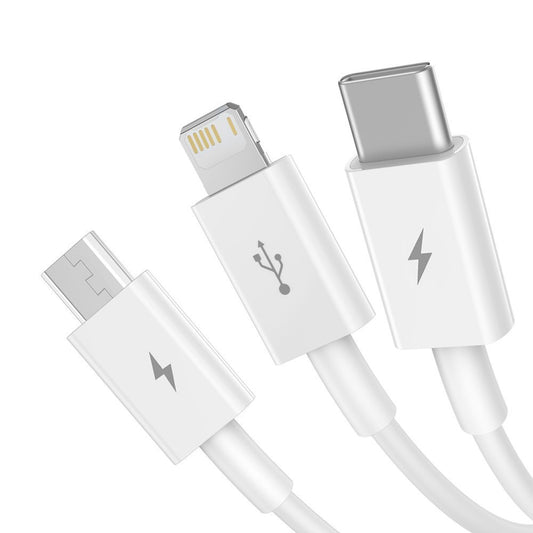 Charging Cable USB-A - Lightning / microUSB / USB-C Baseus Superior 3in1 Series, 20W, 1.2m, White CAMLTYS-02