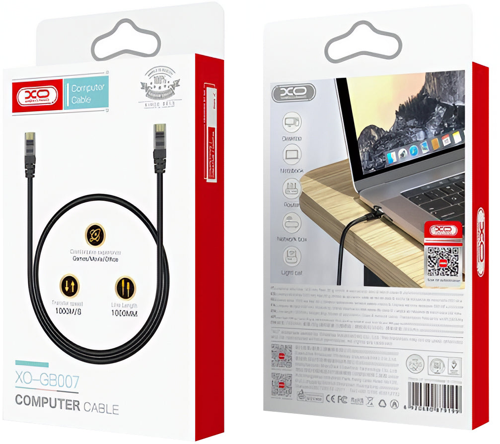 Cabo de Rede XO Design GB007, UTP, Cat6, 1m, Preto