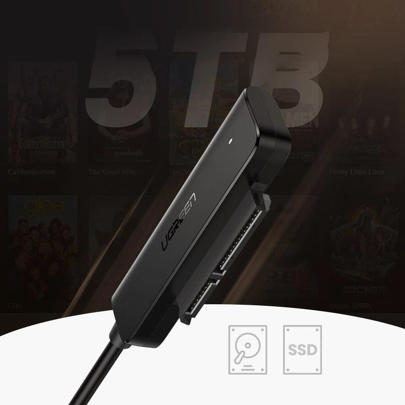 Cabo SATA UGREEN CM321, USB-A 3.0 - SATA 2.5 polegadas, 0.5m, Preto