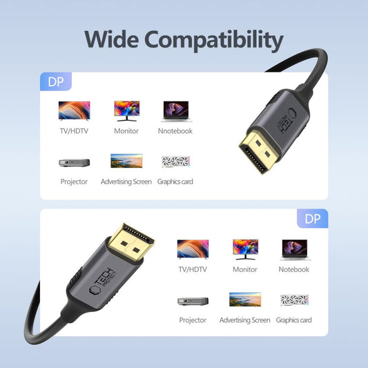 Cabo de Vídeo Tech-Protect Ultraboost, DisplayPort - DisplayPort, 4K, 2m, Preto