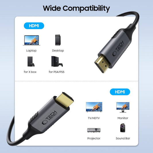 Cabo de Vídeo Tech-Protect Ultraboost II, HDMI - HDMI, 8K, 2m, Preto