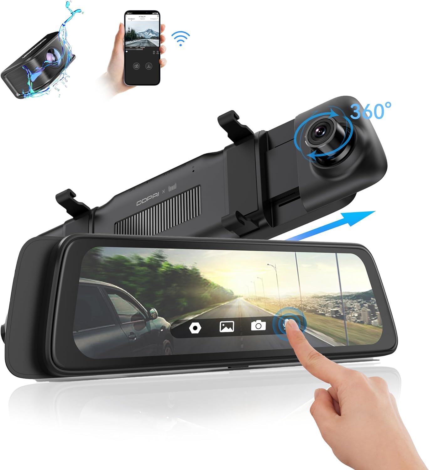 Câmara Auto Frente Traseira DDPAI Mola E3, 2K, Wi-Fi