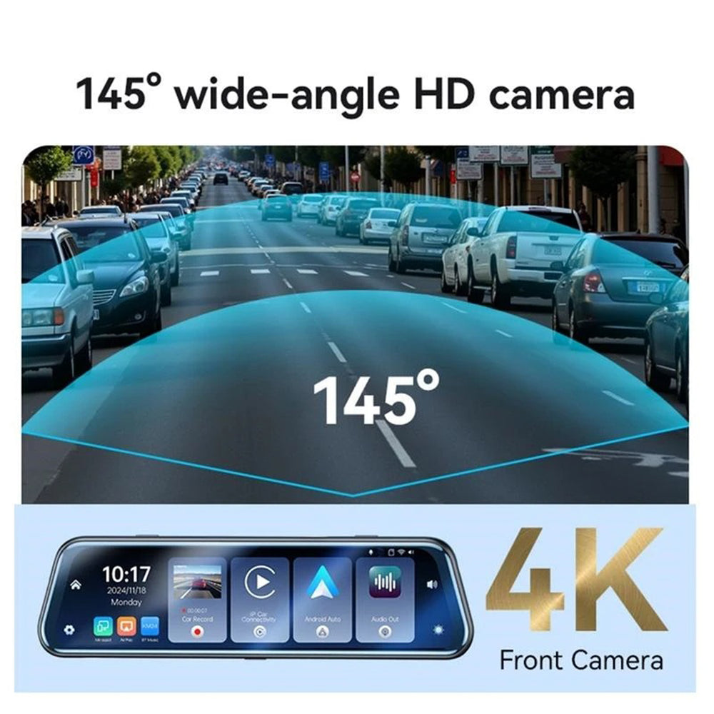 Câmara Auto Yesido KM24 com Carplay / Android Auto, 4K, Ecrã de 9.66 polegadas
