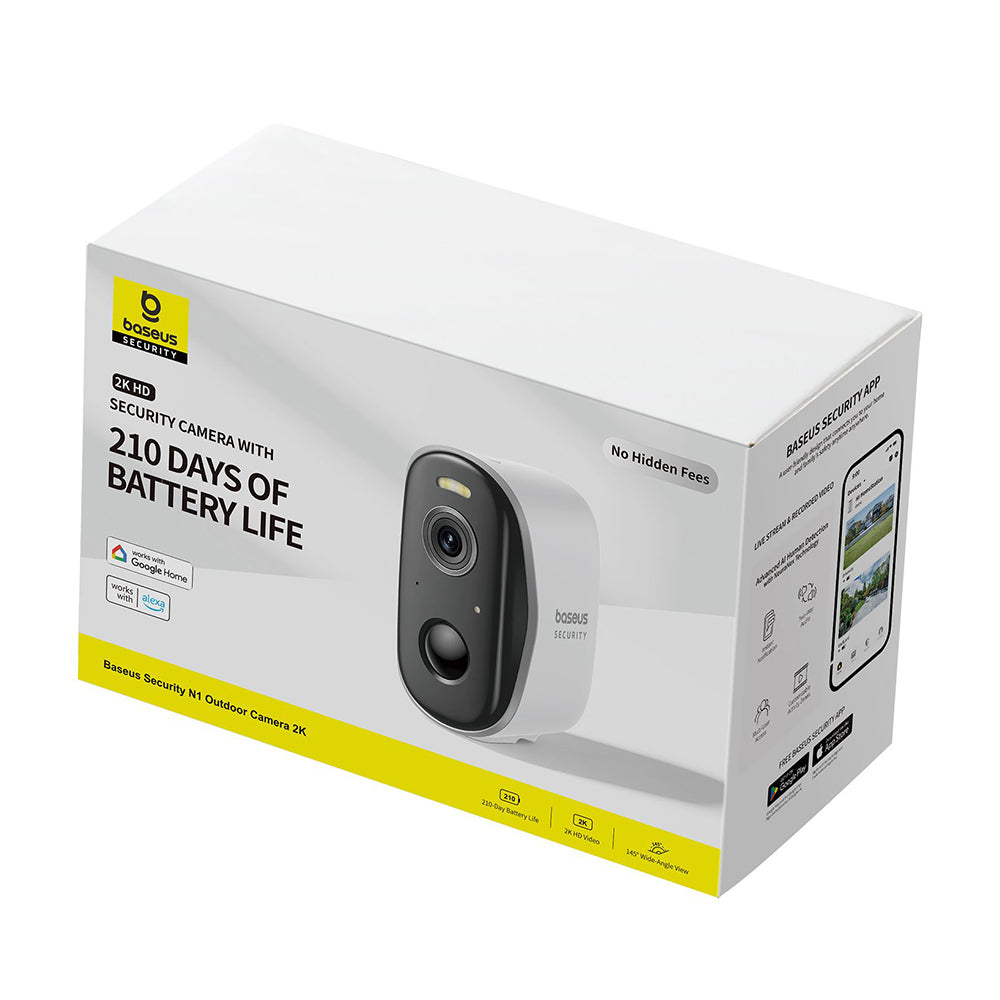 Baseus N1 Surveillance Camera, Wi-Fi, 2K, IP67, Outdoor, White S0TZ002130