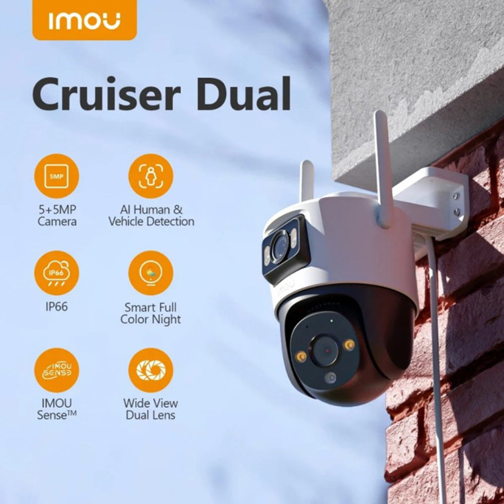 Câmara de Vigilância Imou Cruiser Dual, Wi-Fi, 2.8K + 2.8K, IP66, Exterior, Branca IPC-S7XP-10M0WED-0360B