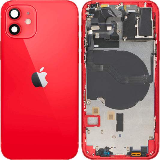 Tampa da Bateria Apple iPhone 12, Com Carcaça Central, Vermelho, Swap
