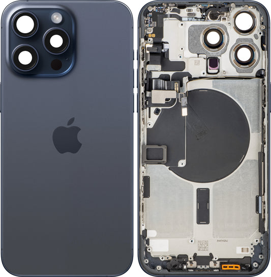 Tampa da Bateria Apple iPhone 15 Pro Max, Com Carcaça Central, Azul (Blue Titanium), Swap