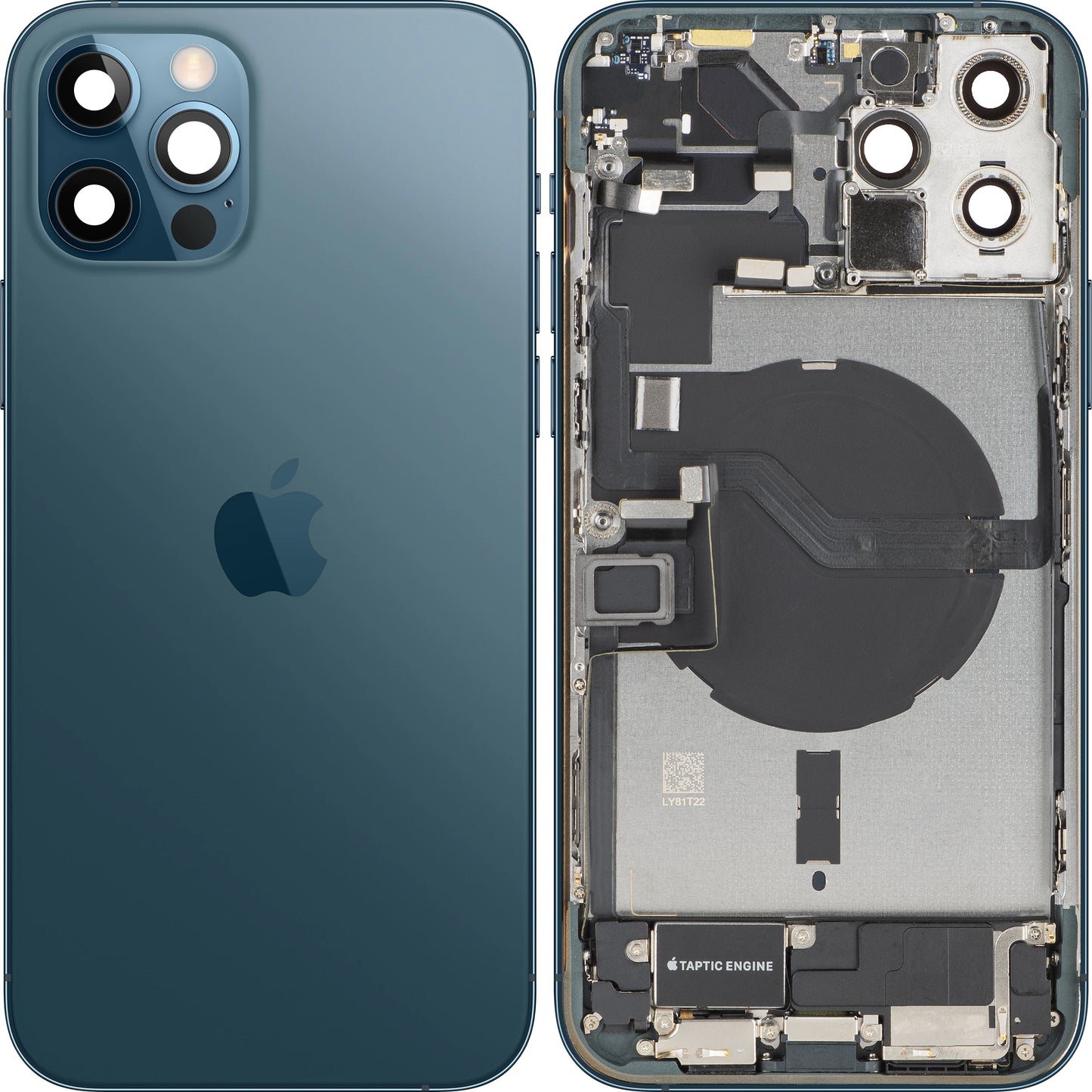 Tampa da Bateria Apple iPhone 12 Pro Max, Com Carcaça Central, Completa, Azul (Pacific Blue), Swap