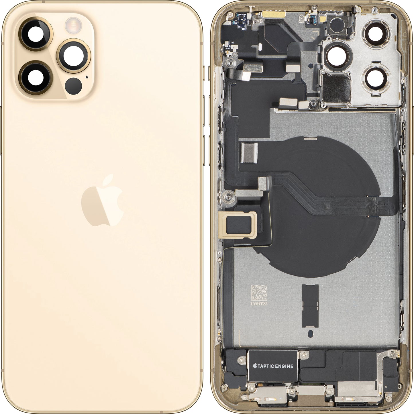 Tampa da Bateria Apple iPhone 12 Pro Max, Com Carcaça Central, Completa, Dourada, Swap