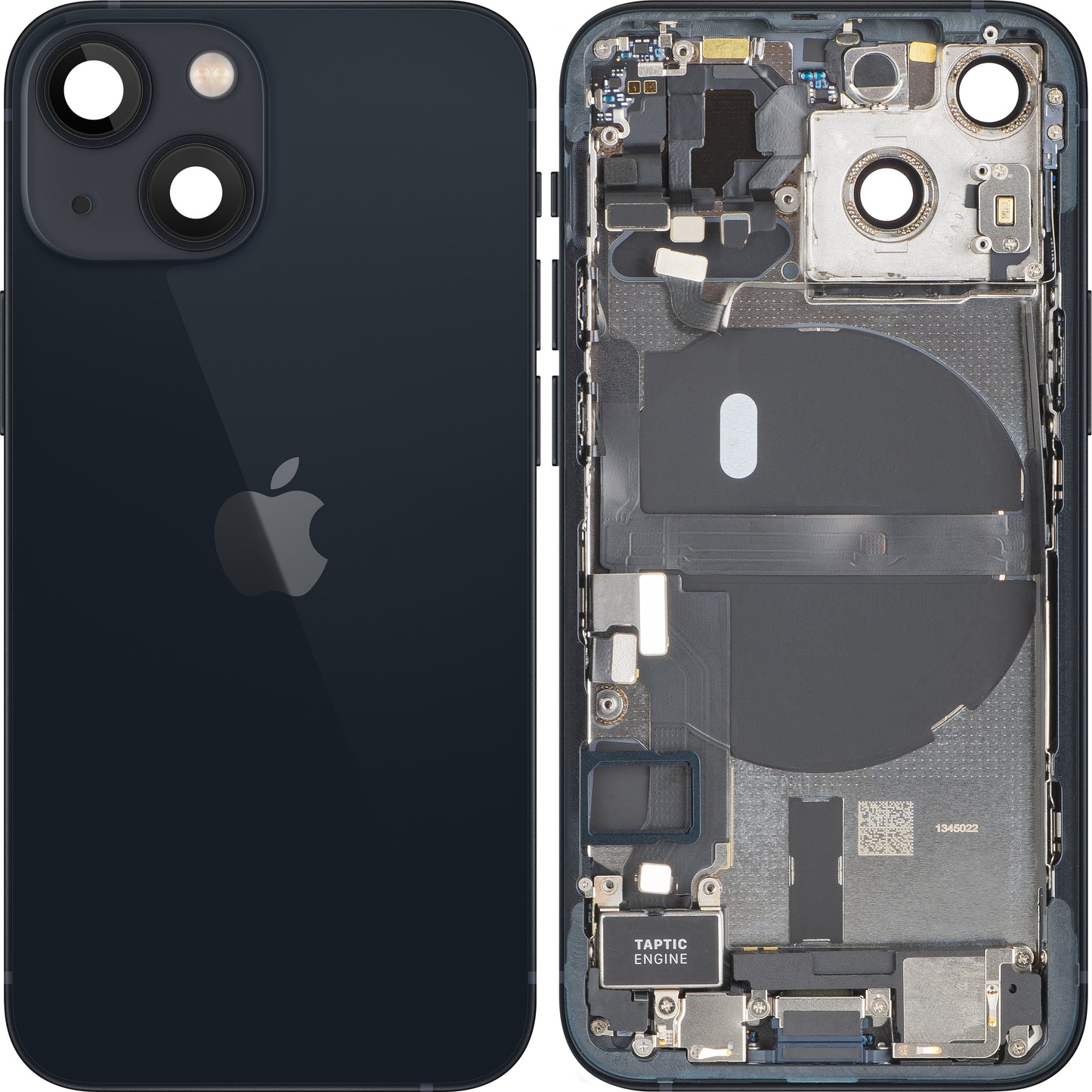 Tampa da Bateria Apple iPhone 13 mini, Com Carcaça Central, Peças Completas, Preto (Midnight), Swap