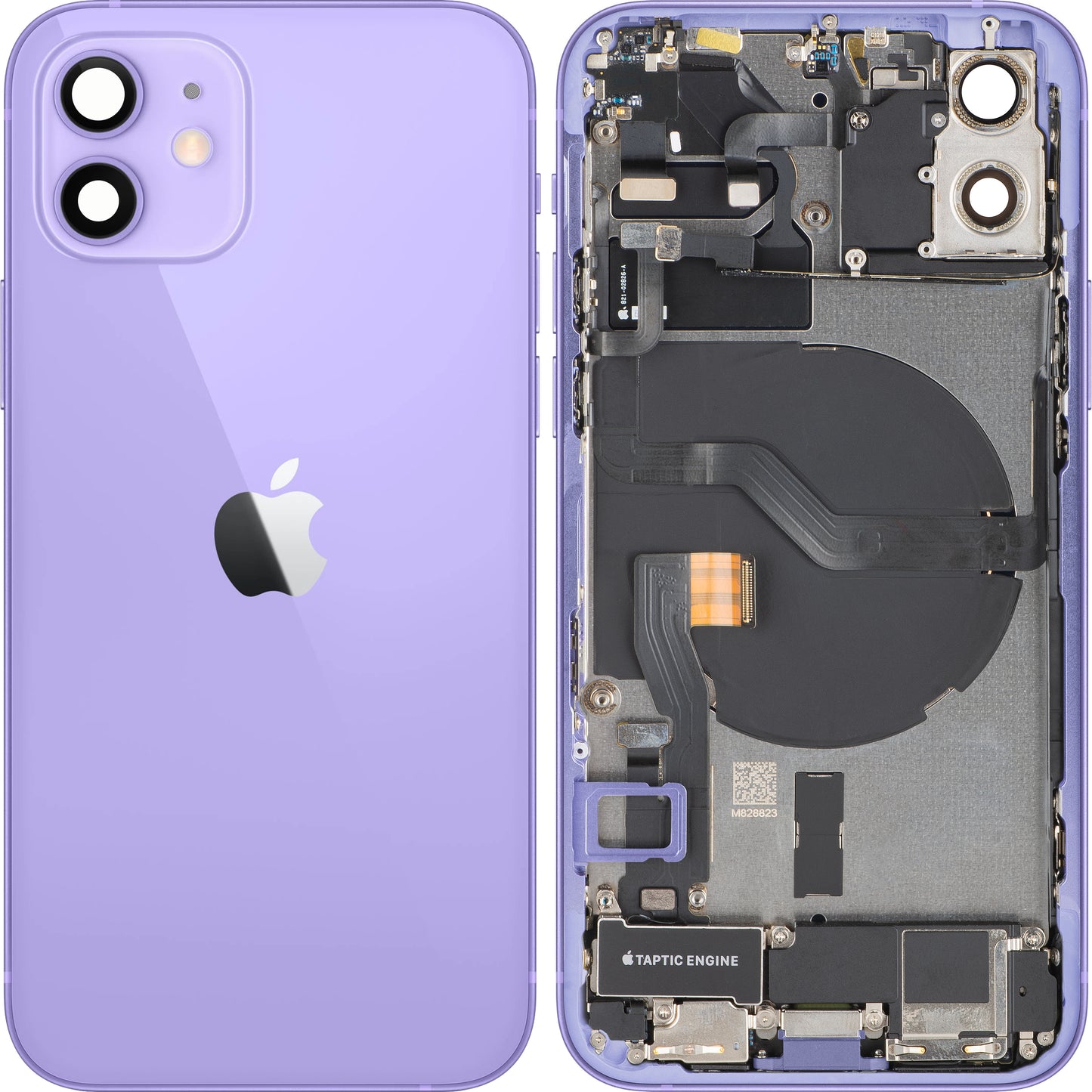 Tampa da Bateria Apple iPhone 12, Com Carcaça Central, Peças Completas, Roxo, Swap