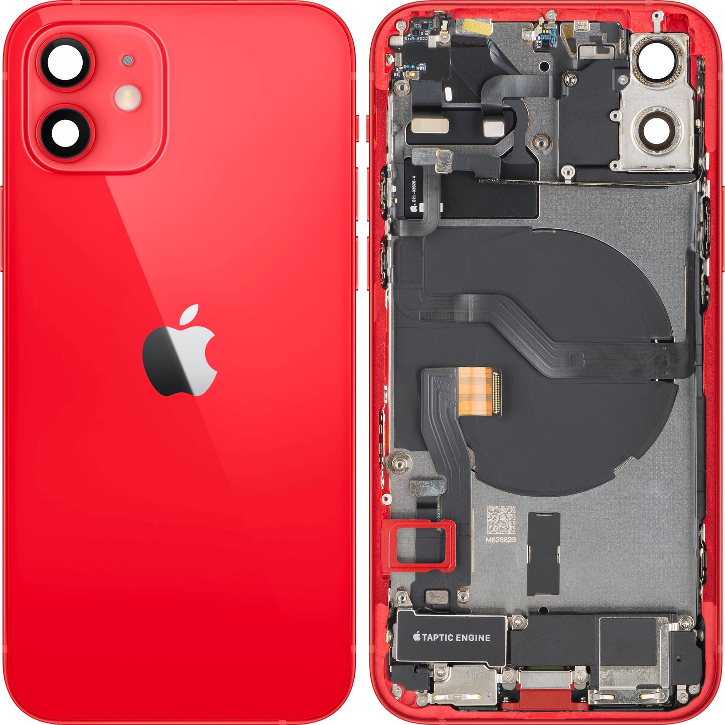 Capa de Bateria Apple iPhone 12, Com Carcaça Central, Peças Completas, Vermelho, Swap