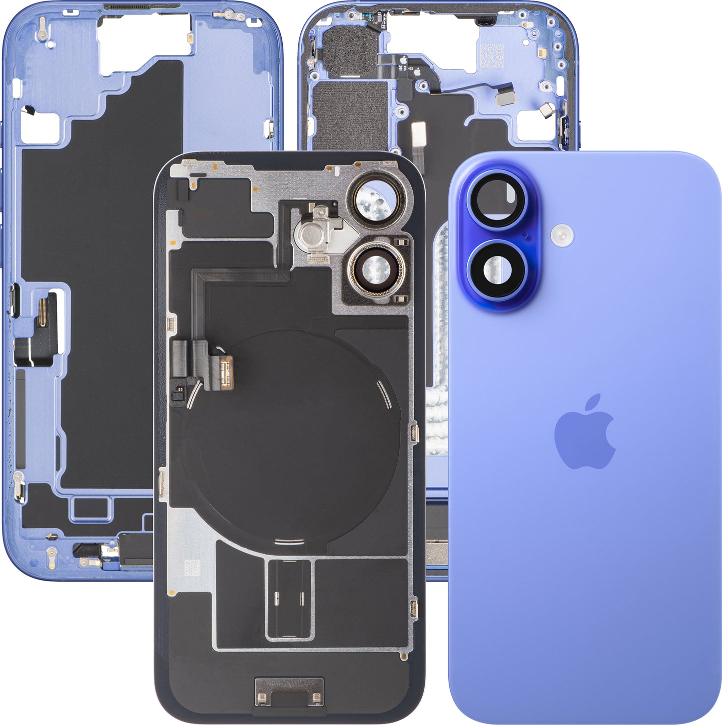 Tampa da Bateria Apple iPhone 16, Com Carcaça Central, Completa, Azul (Ultramarine), Swap