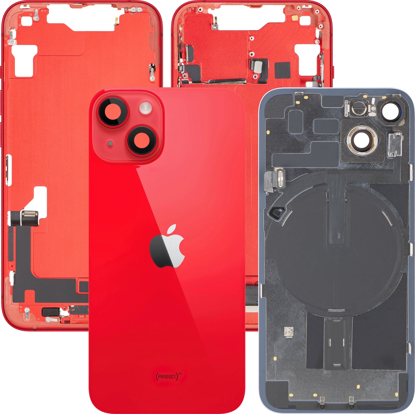 Capa de Bateria Apple iPhone 14, Com Carcaça Central, Peças Completas, Vermelho, Swap