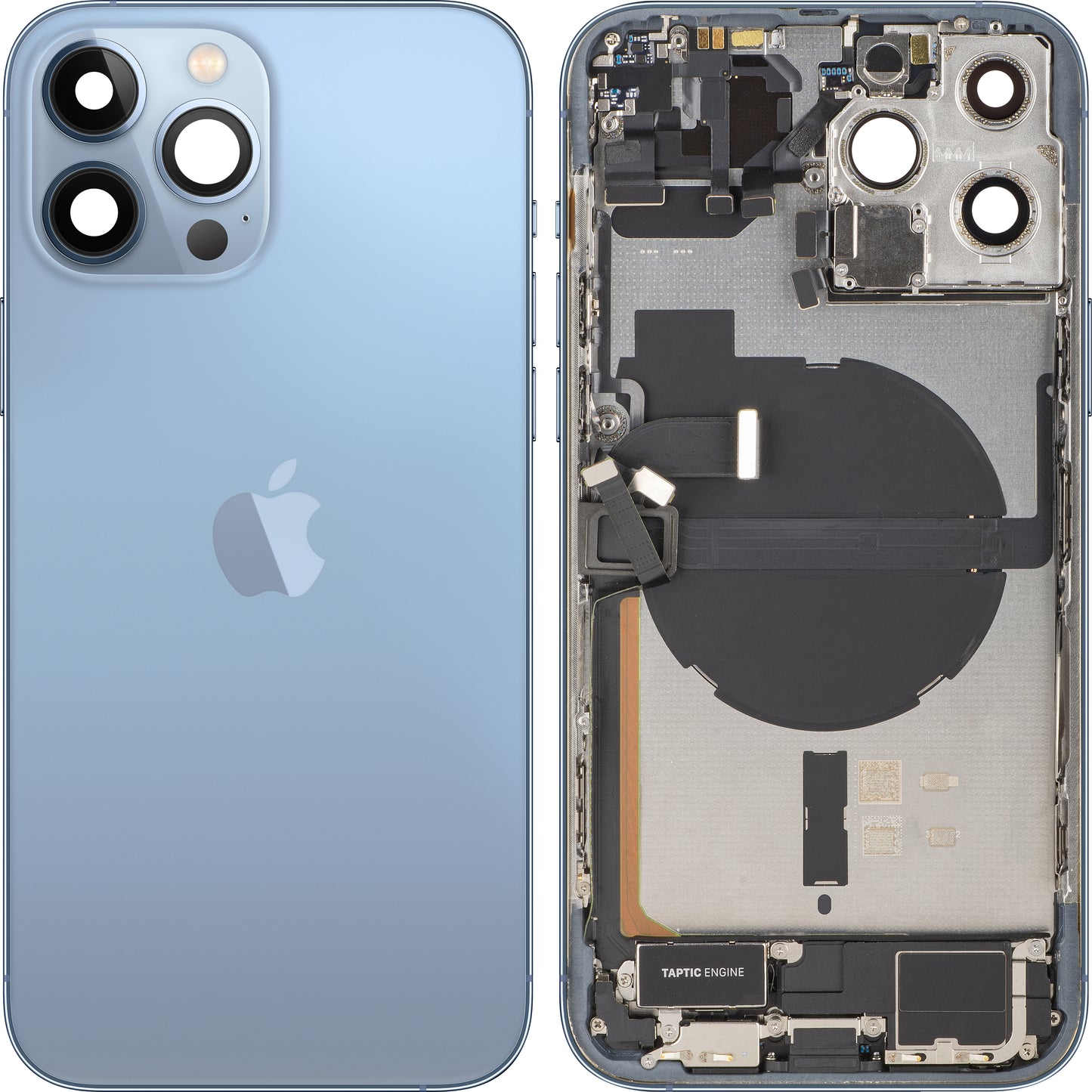 Tampa da Bateria Apple iPhone 13 Pro Max, Com Carcaça Central, Peças Completas, Azul (Sierra Blue), Swap