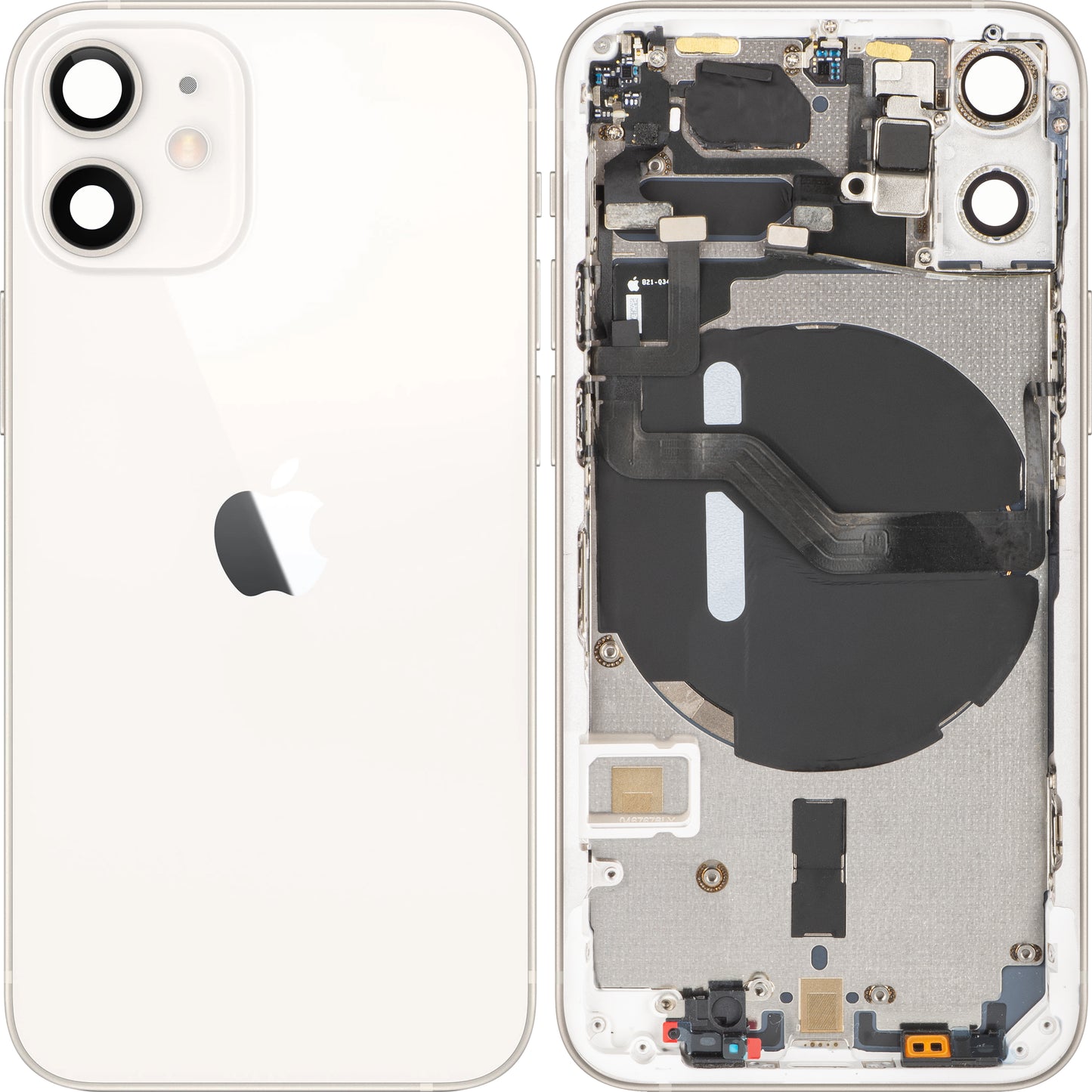 Tampa da Bateria Apple iPhone 12 mini, Com Carcaça Central, Branco, Swap