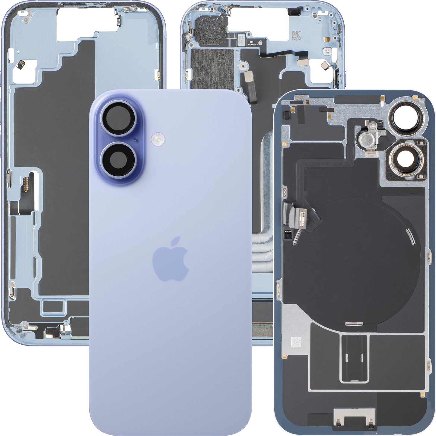 Tampa da Bateria Apple iPhone 17, Com Carcaça Central, Peças Completas, Azul (Mist Blue), Swap