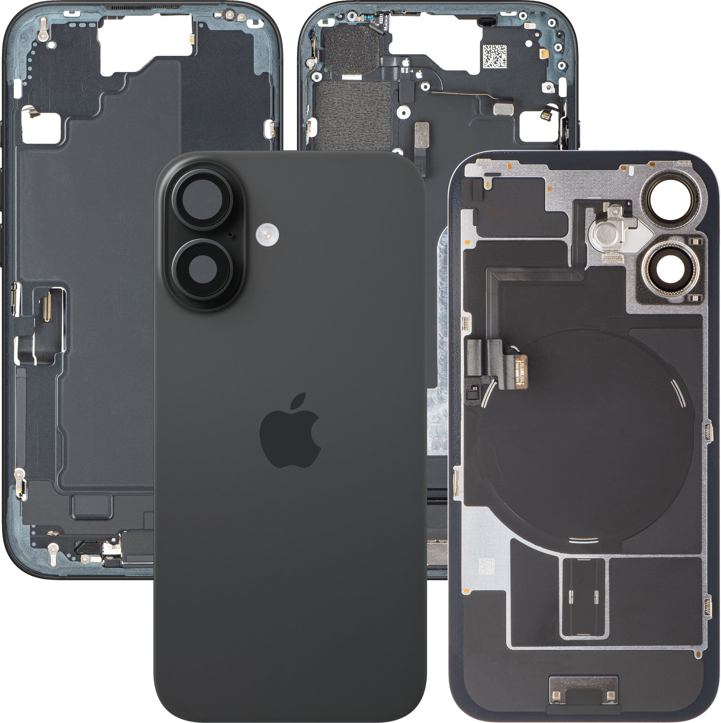 Capa de Bateria Apple iPhone 16, Com Carcaça Central, Completa, Preto, Swap