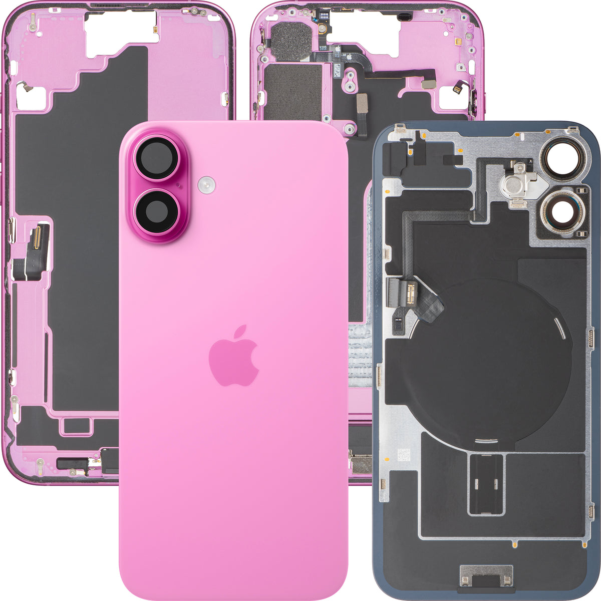 Tampa da Bateria Apple iPhone 16 Plus, Com Carcaça Intermediária, Peças Completas, Rosa, Swap Premium