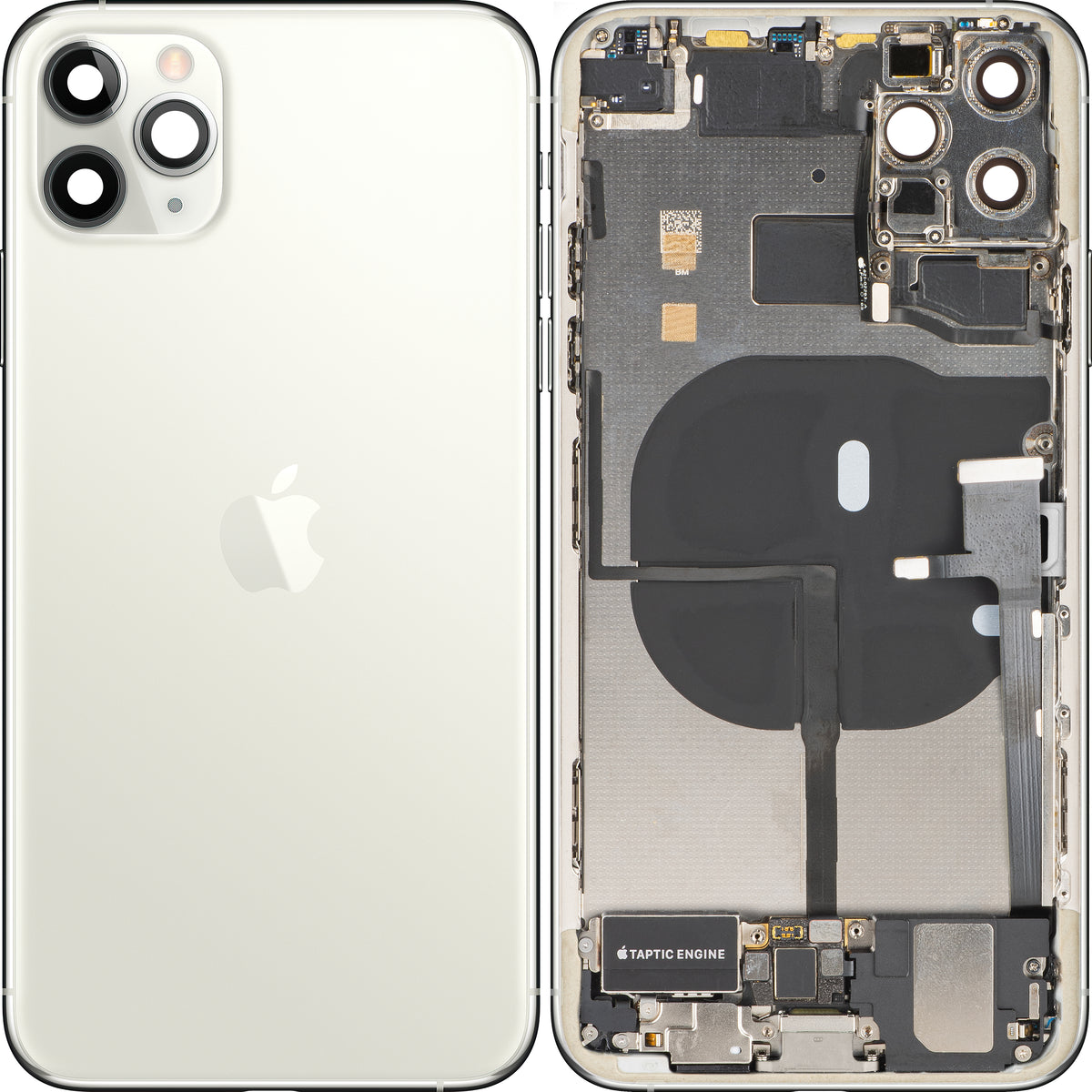 Tampa da Bateria Apple iPhone 11 Pro Max, Com Carcaça Intermédia, Peças Completas, Prateado (Matte Silver), Swap Premium