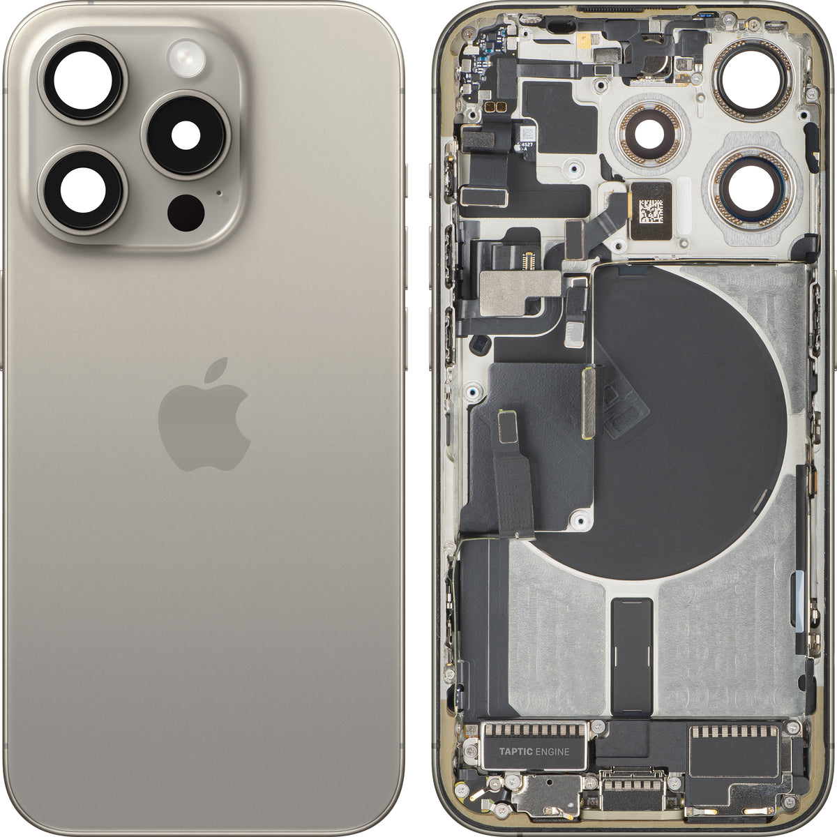 Tampa da bateria Apple iPhone 15 Pro, com estrutura intermédia, versão US, bege (titânio natural), Swap