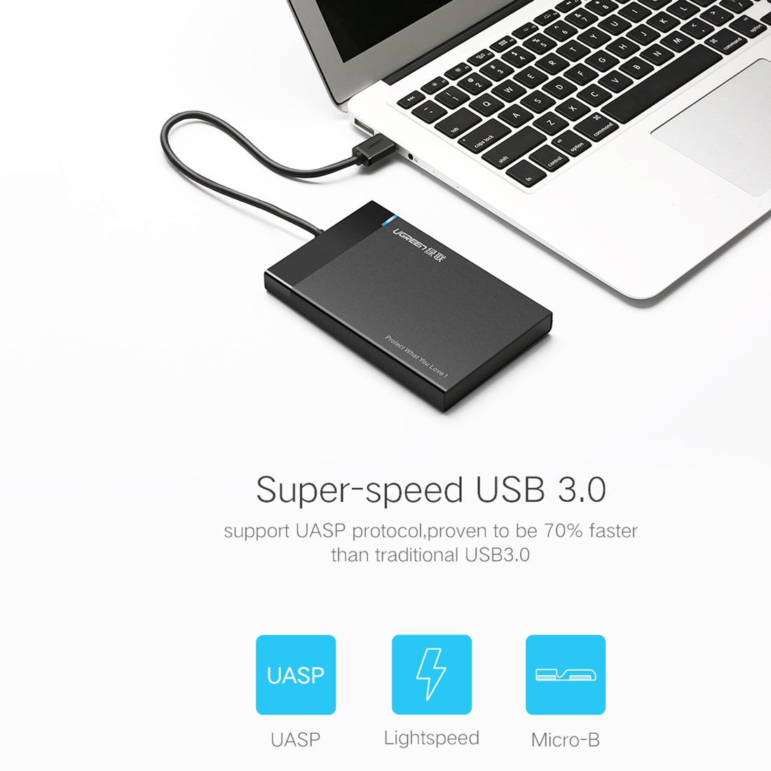 Rack UGREEN US221 para HDD / SSD SATA 2.5 polegadas, USB 3.0, Preto