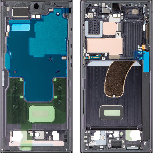 Mijloc Capa Samsung Galaxy S23 Ultra S918, Preto Fantasma, Service Pack GH96-15833A