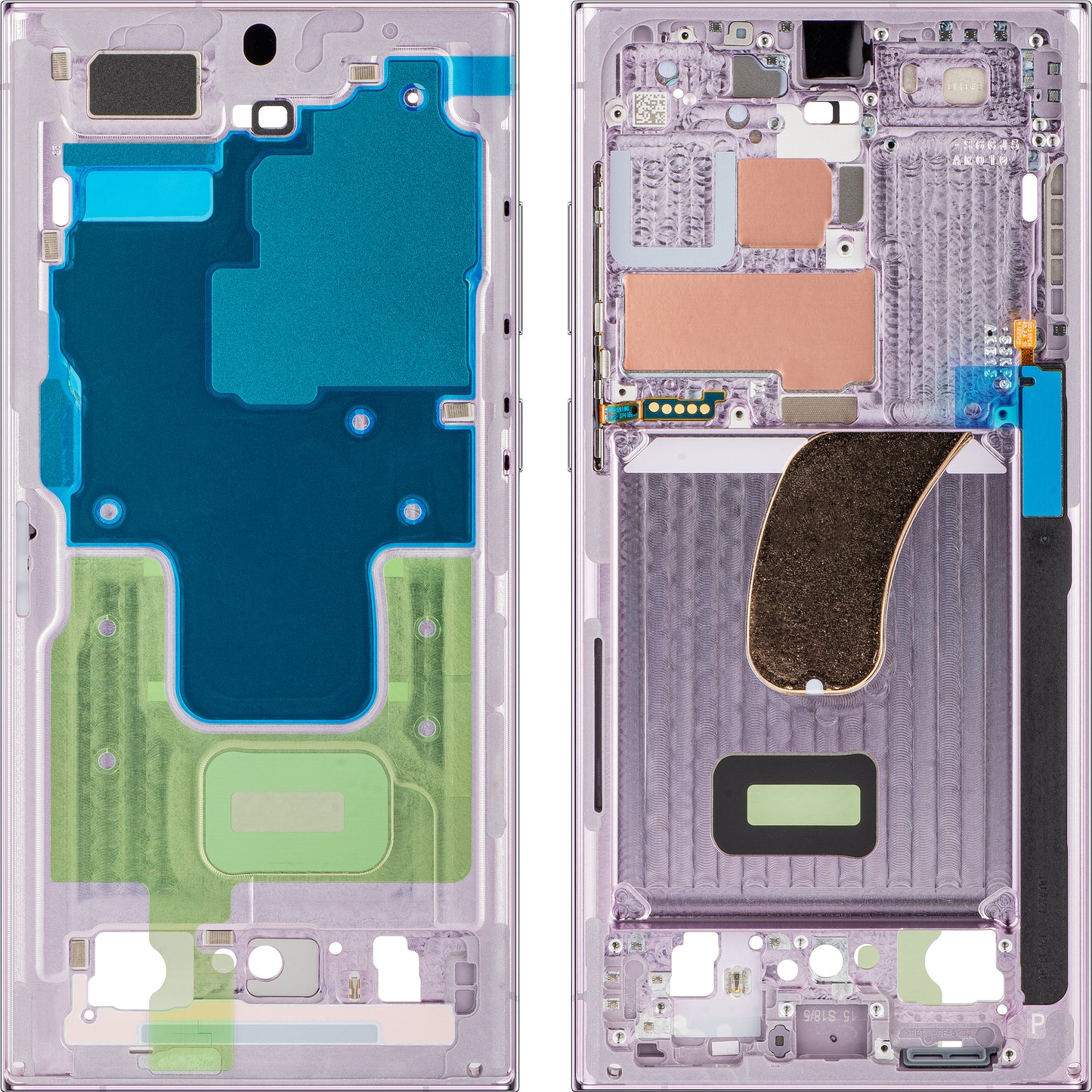 Carcaça Média Samsung Galaxy S23 Ultra S918, Violeta (Lavanda), Service Pack GH96-15833D