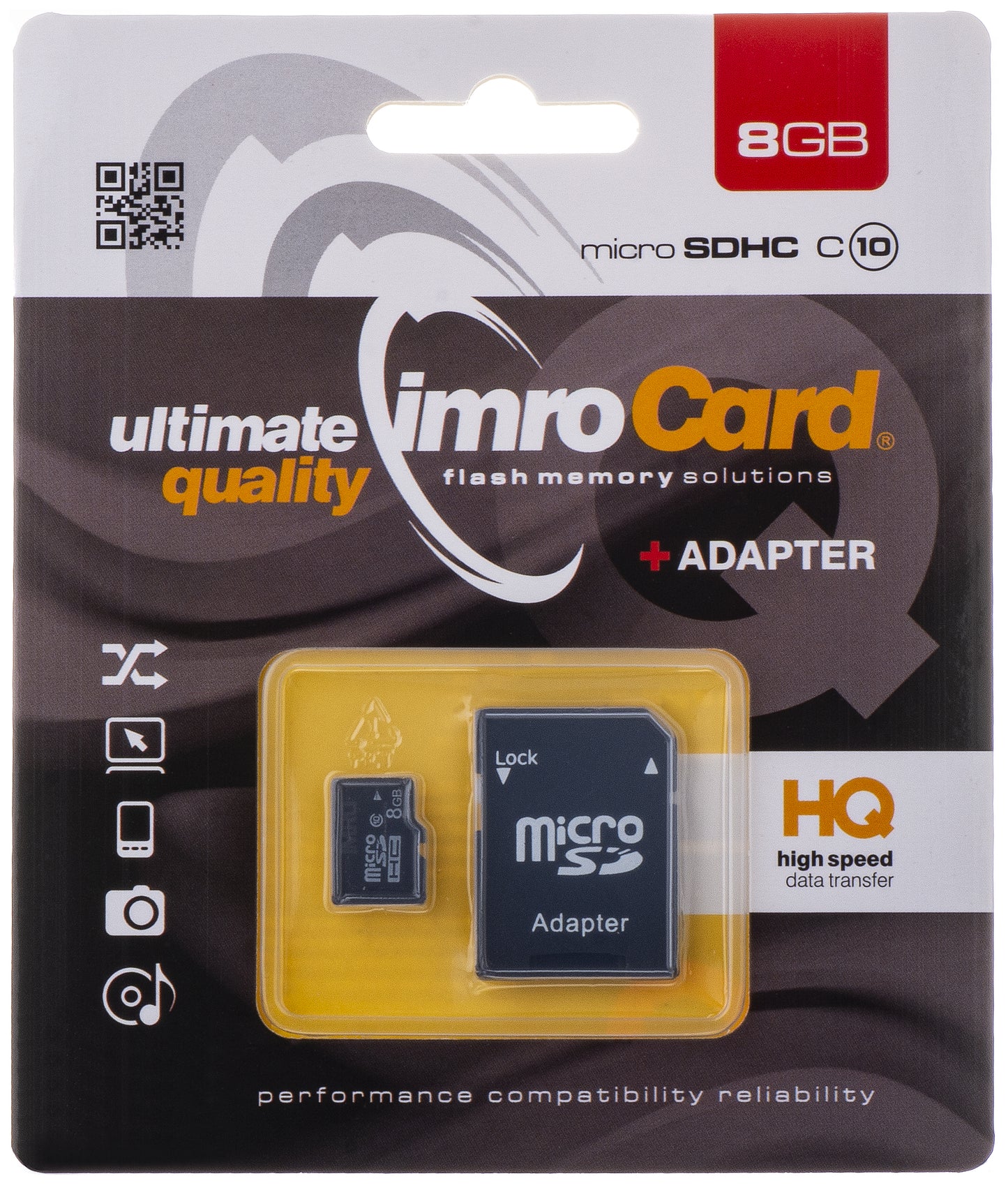 Imro microSDHC Memory Card, 8Gb, Class 10, With Adapter