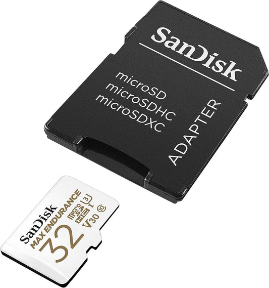 Cartão de Memória microSDHC SanDisk MAX Endurance, 32Gb, Classe 10 / UHS-1 U3, Com Adaptador SDSQQVR-032G-GN6IA