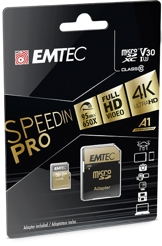 Cartão de Memória microSDXC Emtec Speedin Pro Android A1, 64Gb, Classe 10 / UHS-1 U3, Com Adaptador ECMSDM64GXC