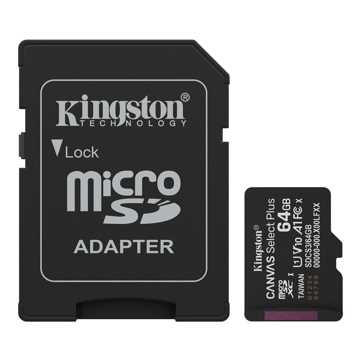 Cartão de Memória microSDXC Kingston Canvas Select Plus Android A1, 64Gb, Classe 10 / UHS-1 U1, Com Adaptador SDCS3/64GB