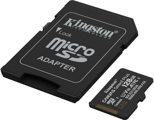 Cartão de Memória microSDXC Kingston Canvas Select Plus Android A1, 128Gb, Classe 10 / UHS-1 U1, Com Adaptador SDCS3/128GB
