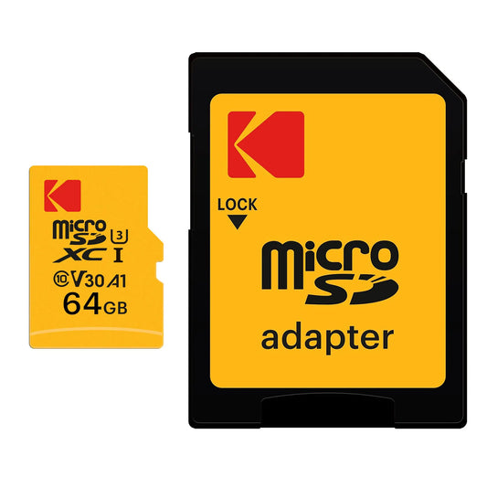 Cartão de Memória microSDXC Kodak Ultra Performance, 64Gb, Classe 10 / UHS-1 U3, Com Adaptador EKMSDM64GXC10HPRK