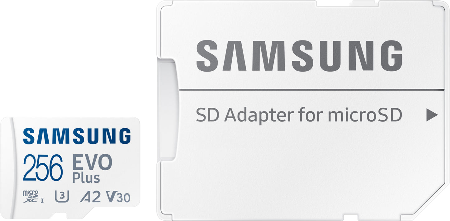 Cartão de Memória microSDXC Samsung Evo Plus, 256Gb, Classe 10 / UHS-1 U3, Com Adaptador MB-MC256SA/EU