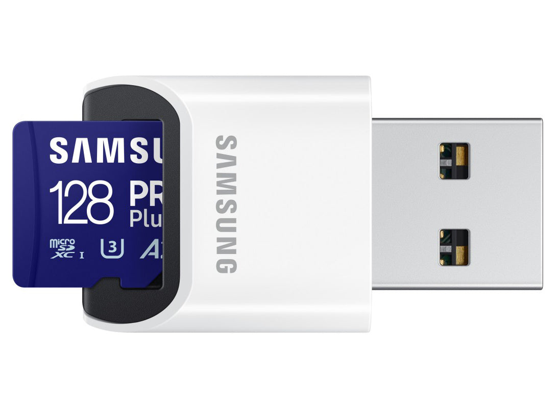 Cartão de Memória microSDXC Samsung PRO Plus, 128Gb, Classe 10 / UHS-1 U3, com Leitor de Cartão MB-MD128SB/WW