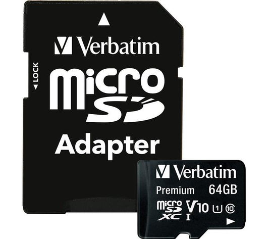 Cartão de Memória microSDXC Verbatim, 64Gb, Classe 10 / UHS-1 U1, Com Adaptador