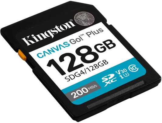 Cartão de Memória SDXC Kingston Canvas Go Plus, 128Gb, Classe 10 / UHS-1 U3 SDG4/128GB