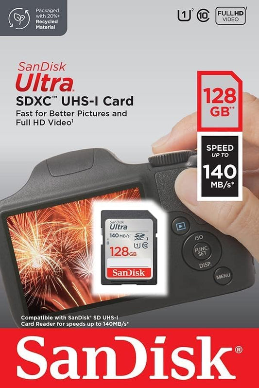 Cartão de Memória SDXC SanDisk Ultra, 128Gb, Classe 10 / UHS-1 U1 SDSDUNB-128G-GN6IN